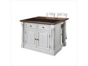 Home Styles Monarch Antiqued White Kitchen Island Two Stools 5021 948
