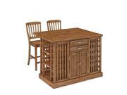 Home Styles Vintner Kitchen Island with Stools in Warm Oak Set of 2
