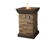 Teamson Peaktop Slate Rock Gas Fire Pit with Cover