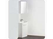 Fresca Coda 18 Corner Bathroom Vanity in White Versa in Brushed Nickel