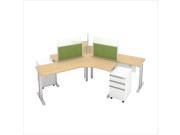 Bush BBF Momentum 3 Person Workstation with Storage in Natural Maple