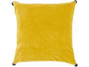 Surya Velvet Poms Poly Fill 22 Square Pillow in Yellow and Blue