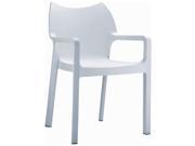 Compamia Diva Resin Outdoor Patio Dining Arm Chair in White set of 4
