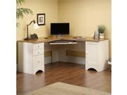 Sauder Harbor View Corner Computer Desk in Antiqued White