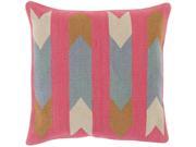 Surya Cotton Kilim Down Fill 18 Square Pillow in Pink