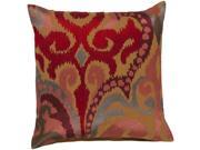 Surya Ara Poly Fill 18 Square Pillow in Red and Orange