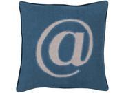 Surya Linen Text Down Fill 20 Square Pillow in Teal