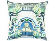 Surya Geisha Poly Fill 22 Square Pillow in Blue and Green