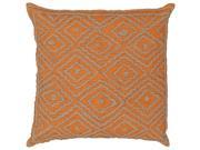 Surya Atlas Poly Fill 22 Square Pillow in Orange and Taupe