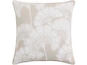 Surya Japanese Floral Down Fill 20 Square Pillow in Beige