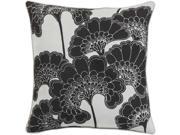 Surya Japanese Floral Down Fill 22 Square Pillow in Black