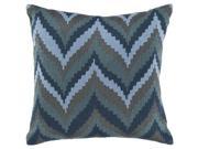 Surya Ikat Chevron Poly Fill 18 Square Pillow in Brown Blue and Green