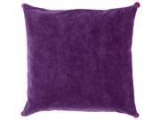 Surya Velvet Poms Poly Fill 20 Square Pillow in Purple