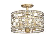 Savoy House Clarion 3 Light Crystal Semi Flush in Gold Bullion