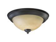 Quorum 2 Light Bowl Flush Mount in Old World