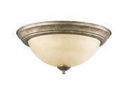 Quorum 3 Light Bowl Flush Mount in Mystic Silver