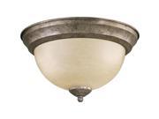 Quorum 2 Light Bowl Flush Mount in Mystic Silver