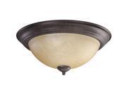 Quorum 3 Light Bowl Flush Mount in Toasted Sienna