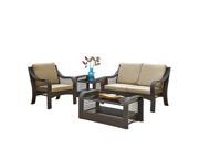 Home Styles Lanai Breeze 4 Piece Patio Sofa Set in Deep Brown