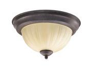 Quorum 2 Light Bowl Flush Mount in Toasted Sienna