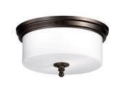 Quorum Rockwood 3 Light Drum Shade Flush Mount in Oiled Bronze