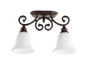 Quorum Bryant 2 Light Ceiling Mount in Oiled Bronze and Satin Opal