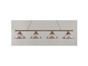 Toltec Oxford 4 Light Bar in Brushed Nickel with 15 Purple Sunray Tiffany Glass