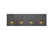 Toltec Bow 4 Light Bar in Dark Granite with 16 Gold Champagne Crystal Glass