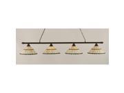 Toltec Oxford 4 Light Bar in Dark Granite with 15.5 Honey Glass and Green Jewels Tiffany Glass