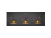 Toltec Curl 3 Light Bar in Bronze with 16 Gold Champagne Crystal Glass
