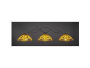 Toltec Revo 3 Light Bar in Dark Granite with 16 Amber Dragonfly Tiffany Glass