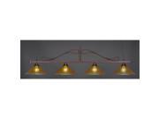 Toltec Scroll 4 Light Bar in Bronze with 16 Gold Champagne Crystal Glass
