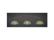 Toltec Bow 3 Light Bar in Bronze with 16 Crescent Tiffany Glass