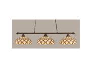 Toltec Oxford 3 Light Bar in Bronze with 16 Honey and Brown Scallop Tiffany Glass