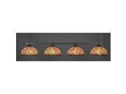 Toltec Square 4 Light Bar in Matte Black with 15 Persian Nites Tiffany Glass