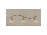 Toltec Swoop 3 Light Island Light in Brushed Nickel with 12 Amber Marble Glass
