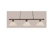 Toltec Oxford 3 Light Bar in Bronze with 14 White Alabaster Swirl Glass