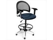 OFM Moon Swivel Vinyl Drafting Chair with Arms and Drafting Kit in Navy