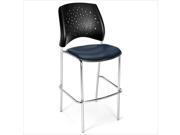 OFM Star 31.25 Chrome Stool with Frame in Navy set of 2