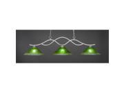 Toltec Revo 3 Light Bar in Aged Silver with 16 Kiwi Green Crystal Glass