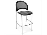 OFM Moon 30.75 Vinyl Chrome Stool in Charcoal set of 2