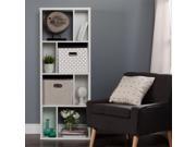 South Shore Reveal 8 Cubby Wood Bookcase in White with 2 Baskets