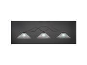 Toltec Revo 3 Light Bar in Dark Granite with 16 Frosted Crystal Glass