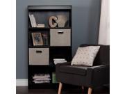 South Shore Axess 4 Shelf Wood Bookcase in Black with 2 Baskets