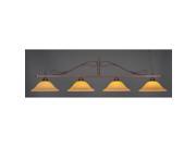 Toltec Scroll 4 Light Bar in Bronze with 16 Cayenne Linen Glass