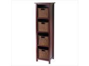 Winsome 94411 Milan 5 Piece Storage Shelf with Baskets Cabinet and 4 Small Baskets Antique Walnut