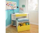 Nexera Taxi 2 Piece Office Set in White and Yellow with Storage Bench