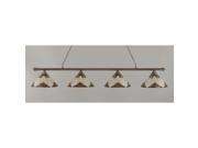 Toltec Oxford 4 Light Bar in Brushed Nickel with 15 Green Sunray Tiffany Glass