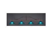 Toltec Scroll 4 Light Bar in Bronze with 16 Teal Crystal Glass
