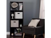 South Shore Reveal 8 Cubby Wood Bookcase in Chocolate with 2 Baskets